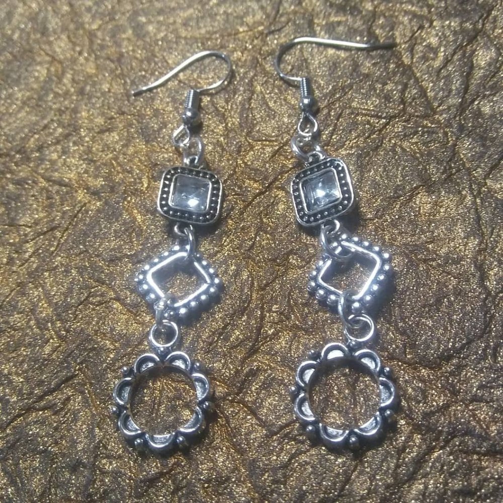 SILVER 3 TIER EARRINGS